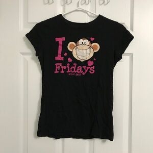 Bobby Jack 100% Cotton Girls XL/Women's S I Love Fridays Shirt Monkey Black Pink